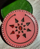 آینه جیبی جلد چرمی طبیعی صورتی پررنگ