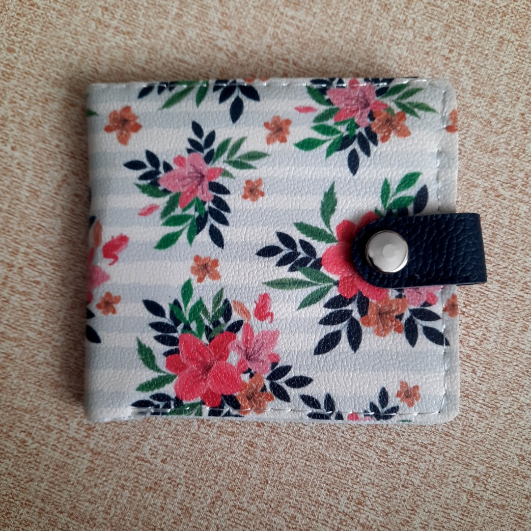 کیف پول جیبی دو رنگ سرمه ای و گلدار