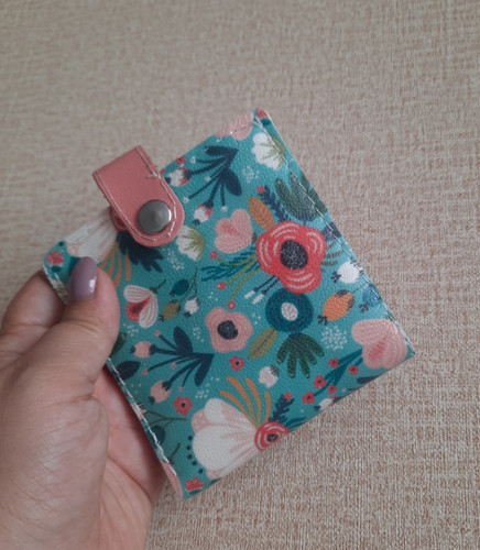 کیف پول جیبی زنانه دو رنگ گلدار و صورتی