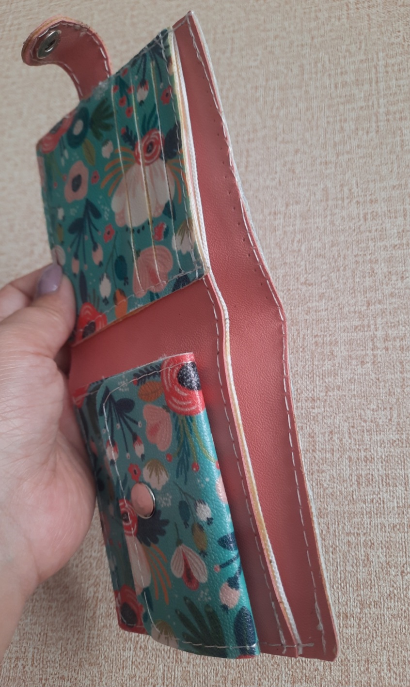 کیف پول جیبی زنانه دو رنگ گلدار و صورتی